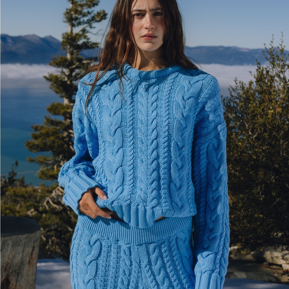 Daily Drills Blue cable knit sweater